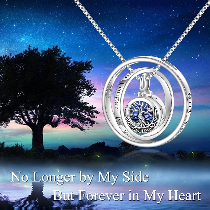 Tree of Life Urn Necklaces for Ashes 925 Sterling Silver Tree of Life Crystal Cremation Jewelry for Ashes Memory Jewelry for Women Men