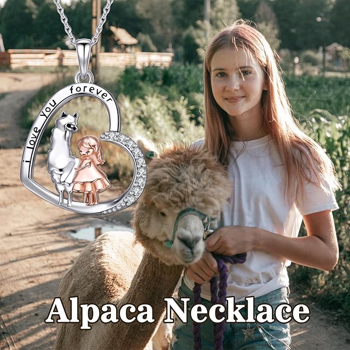 Cat Squirrel Llama Raccoon Tiger Cheetah Elephant Fox Sloth Koala Monkey Horse Dinosaur Axolotl Necklace Animal Pendant Heart Necklace 925 Sterling Silver