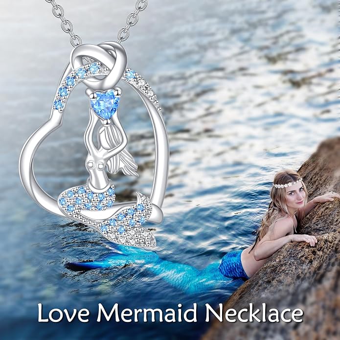 YAFEINI Animal Necklace Sterling Silver Moonstone/Turquoise/Abalone Shellfish Pendant Animal Necklace Cute Animal Jewelry Birthday Gifts Woman
