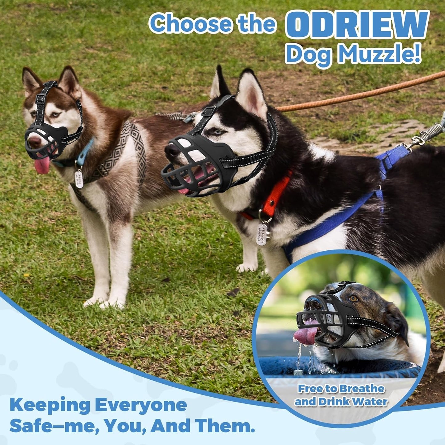 Dog Muzzle for Large Dogs, Breathable Basket Muzzles for Small, Medium and X-Large Aggressive Dog, Allows Panting Drinking, Suitable for Grooming Trimming Training (3, Black)