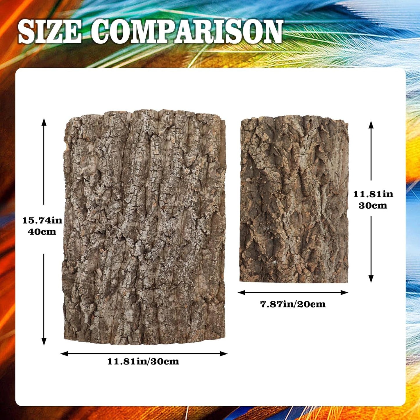 4 Pack Cork Bark Perch for Bird, 11.8 × 7.9 inch Natural Parrot Chewing Toys, Birdcage Background Decor Accessories, Bark Toy for Budgie Parakeet Cockatiel Lovebirds Conures Hamster Guinea Pig Rat