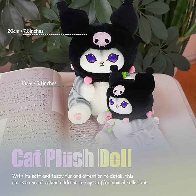 Kawaii Shark Cat Plush Toy Stuffed Animal Doll, Soft Pillow for Boys & Girls (Cat-E, 13cm/5.1in)