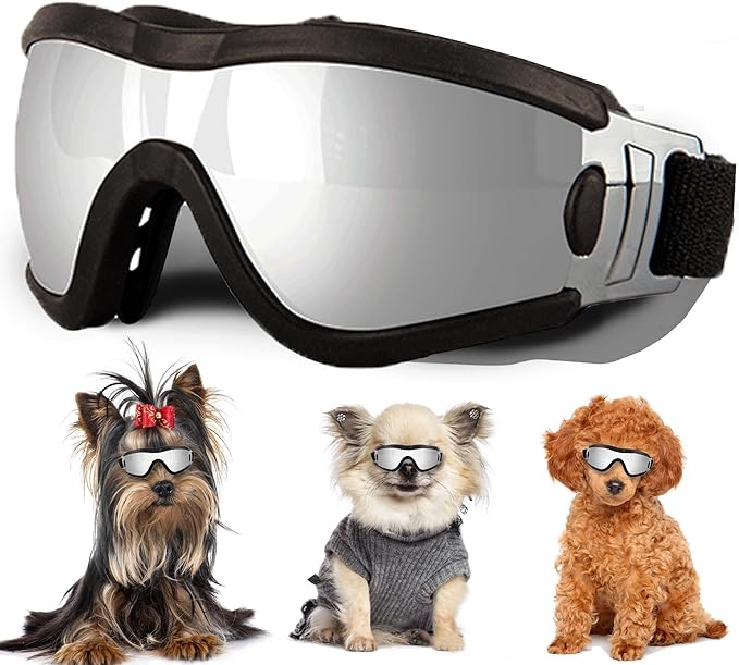 Small Dog Sunglasses with Adjustable Strap UV Protection, Winproof Puppy Sunglasses, Suitable for Dogs Eyes Protection,Soft Dog Goggles