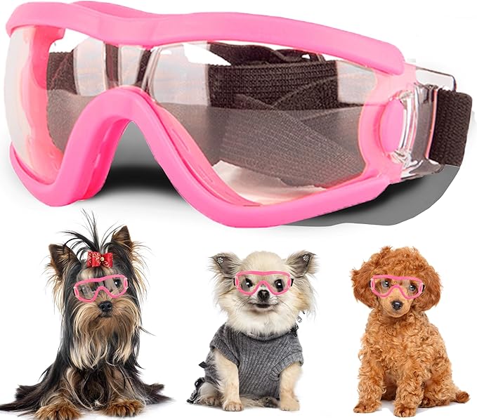 Small Dog Sunglasses with Adjustable Strap UV Protection, Winproof Puppy Sunglasses, Suitable for Dogs Eyes Protection,Soft Dog Goggles