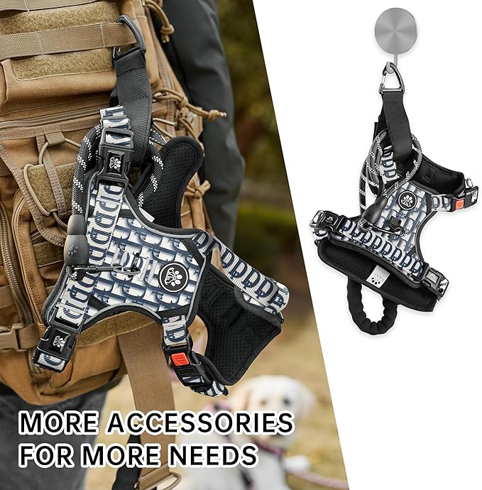 NESTROAD No Pull Dog Harness,Adjustable Oxford Dog Vest Harness with Leash,Reflective No-Choke Pet Harness with Easy Control Soft Handle for Large Dogs(X-Large,Vintage Blue)