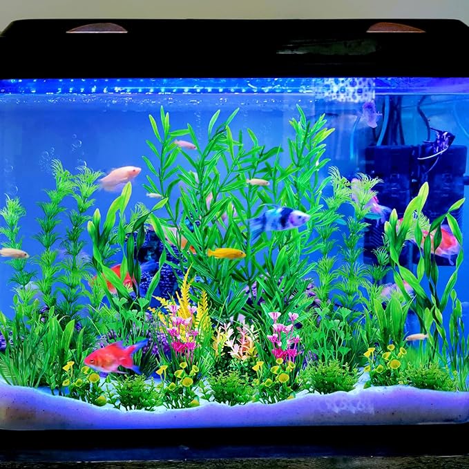 Fish Tank Plants, 20pcs Aquarium Decor Green Plants Artificial Aquarium Decorations Plant, Fish Tank Accessories for Household and Office Aquarium Simulation, Small to Large
