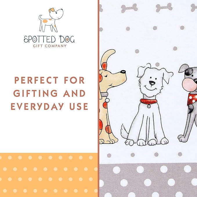 SPOTTED DOG GIFT COMPANY Dog Dish Towels, 2 Pack Decorative Kitchen Towels, 100% Cotton Absorbent Tea Towel Set for Drying Dishes, Animal Themed Kitchenware & Gifts for Dog Lovers 20"x28"