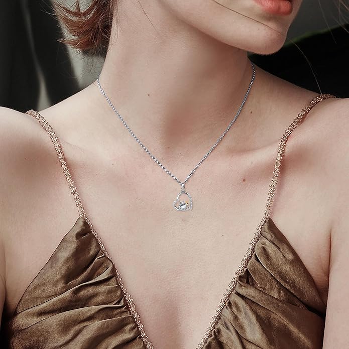 Sterling Silver Cute Animal Pendant Necklace Fox/Snake/Unicorn/Owl on Moon/Rabbit/Horse Necklace Jewelry Gifts for Women Mom Sister