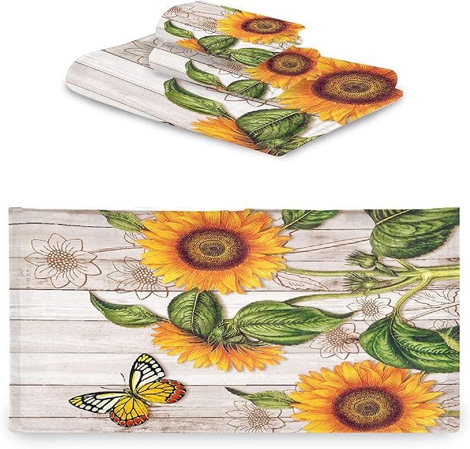 Gaming 3 Piece Towel Bathroom Sets, 1 Bath Towel, 1 Washcloth, 1 Hand Towel, Cotton Fast Dry Soft Absorbent Towel Set for Home Kitchen Family (Sunflower)