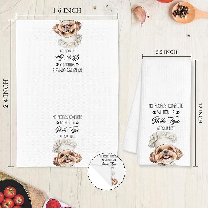 Shih Tzu Gifts Kitchen Towels Decorative, Shih Tzu Gifts for Women Dish Tea Towels for Kitchen Drying, Dog Mom Pet Lovers Hand Towels for Bathroom Decor, 16x24 Inch