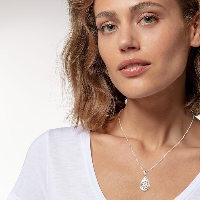 TANGPOET Teardrop Ashes Necklace 925 Sterling Silver Urn Necklace, Cremation Jewellery for Ashes Pendant, Gifts for Women Ladies, with Funnel Filler Kit