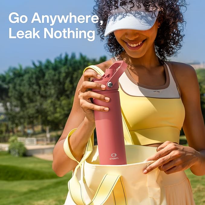 Insulated Water Bottle with Straw Stainless Steel Water Bottle, Leak-Proof, BPA-Free, Double Wall Vacuum Keeps Cold for 24 Hours for Sports, Travel, School (32 oz, Tawny Orange)