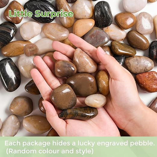 SIDONG 5 lbs Mixed River Rocks, 1.2-2 Inches Highly Polished Pebbles for Indoor Plants, Aquarium Rocks Used in Fish Tank, Decorative Stones for Plants, Vases, Home DΓ©cor, Crafting, Garden Landscaping
