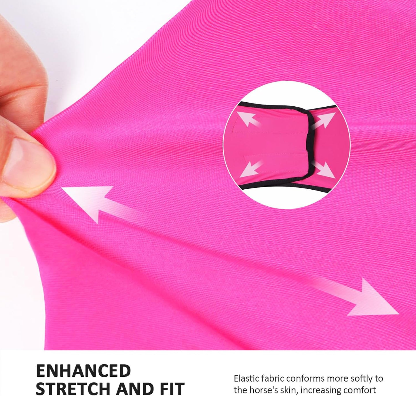 Horse Fly Mask Large Space Breathable UV Protection Equine Mask with Reflective Features on Ears Hot Pink M