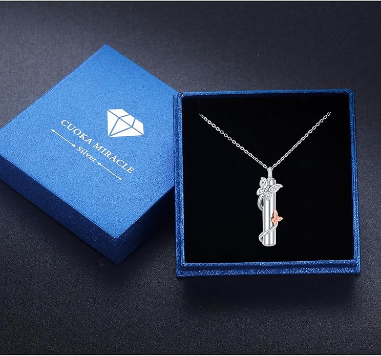 CUOKA MIRACLE Urn Necklace Ashes Sterling Silver Skull Urn Necklace Personalized Cremation Memorial Skull Ash Keepsake Pendant Cremation Jewelry