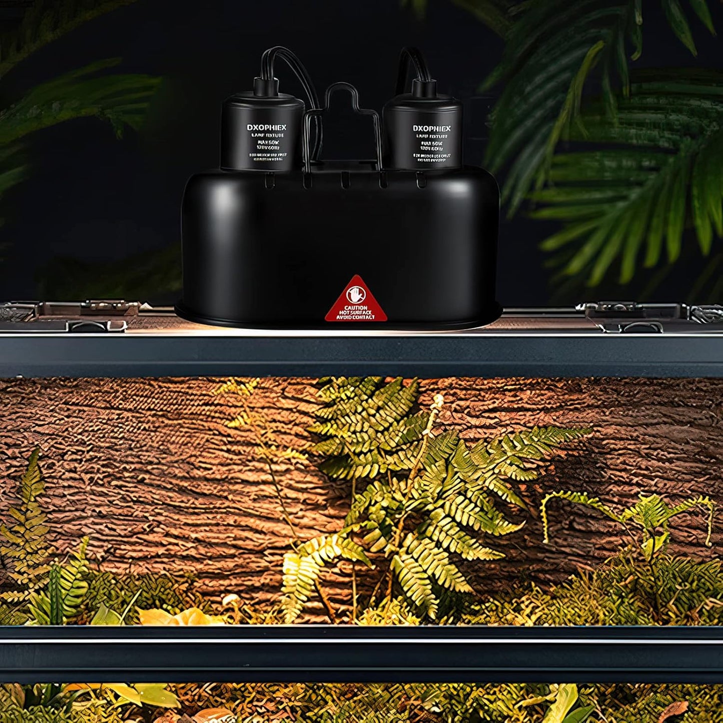 DXOPHIEX Nano Reptile Heat Lamp Max 40W Dual Reptile Light Fixture with Two Independent Switches, UVB Light Fixture Dual Dome Lamp for Bearded Dragon, Turtles, Snake and Lizard Terrarium
