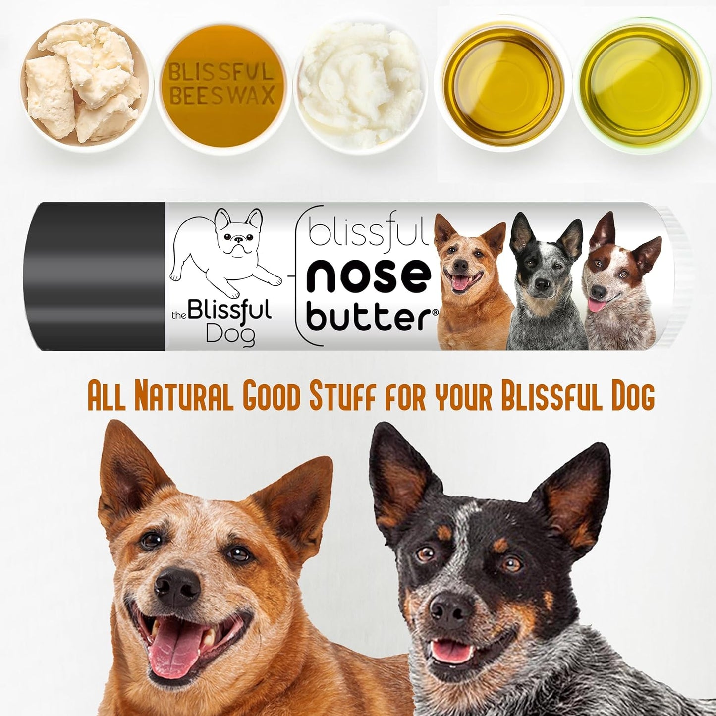 The Blissful Dog Australian Cattle Dog Unscented Nose Butter - Dog Nose Butter, 0.15 Ounce