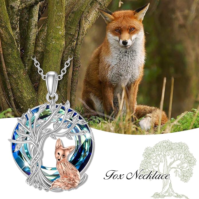 TOUPOP Tree of Life Animal Necklace 925 Sterling Silver Crystal/Abalone Shell Animal Pendant Jewelry Birthday Mothers Day Gifts for Women Mom Wife Her