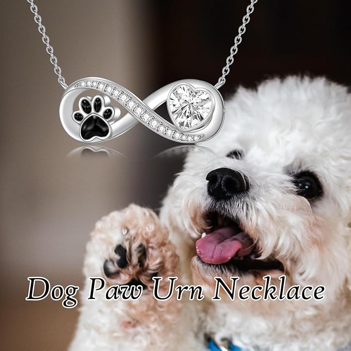 Butterfly Daisy Urn Pet Urn Necklace for Ashes 925 Sterling Silver Cylinder Container Infinity Dog Cat Paw Print Cremation Keepsake Memorial Necklace Pendant Jewelry Gifts for Women