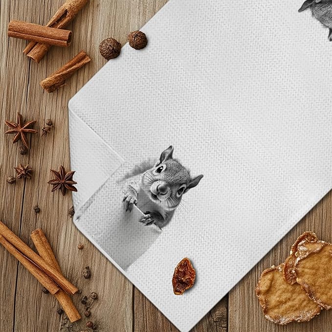Funny Squirrel Hand Towels for Bathroom Decor, Squirrel Lover Lover Gifts, Funny Kids Bathroom Hand Towels, Funny Kitchen Towels, 16x24 Inches