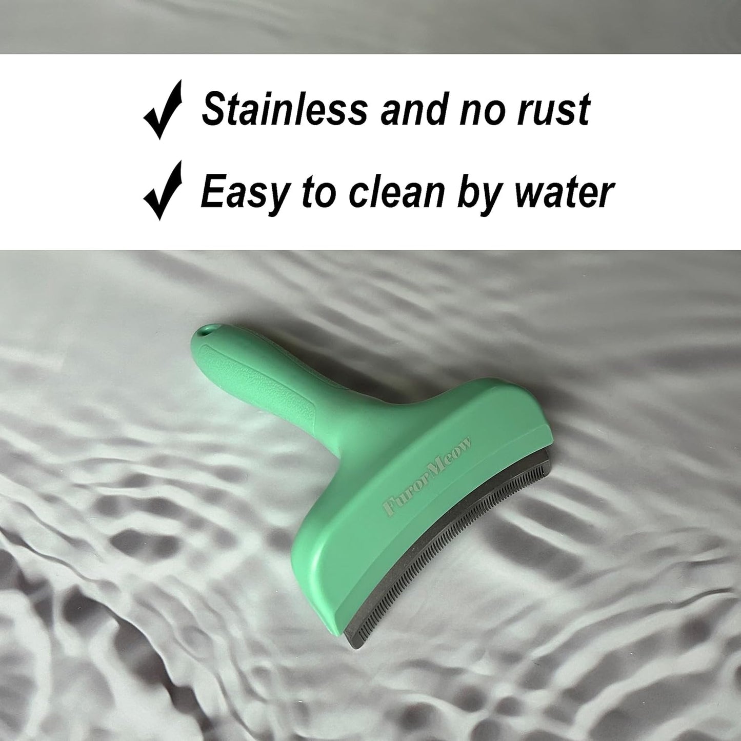 Pet Deshedding Tool with Curve Blade, Cat Grooming Brush, Tight V-shaped Teeth Shedding Comb for Cats and Dogs (Green, Large)