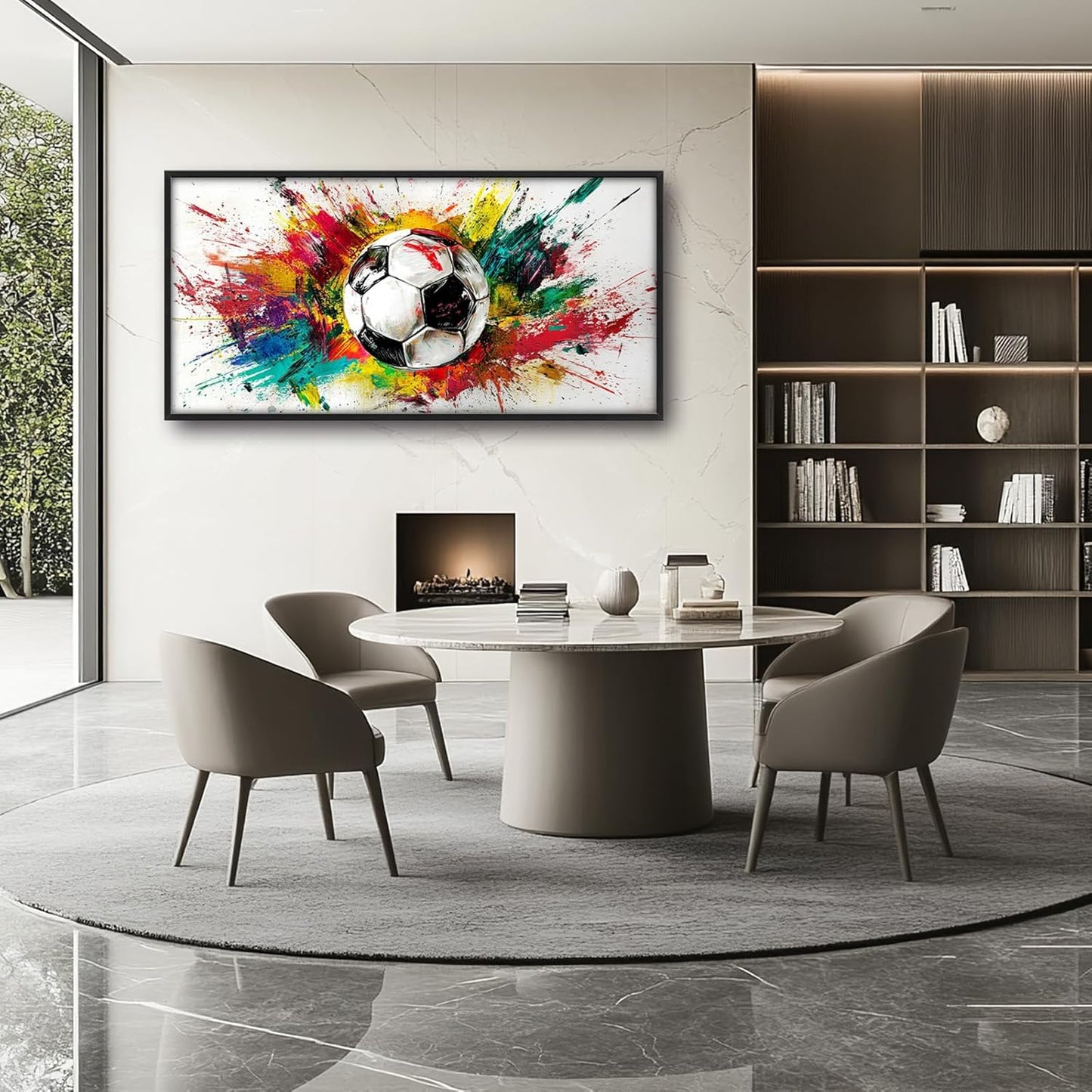 Extra Large Framed Soccer Wall Art,Oversized Colorful Graffiti Sport Ball Wall Decor Pictures for Living Room,Canvas Print Painting Modern Artwork Bedroom Office Bathroom Home Decor 60L x30W