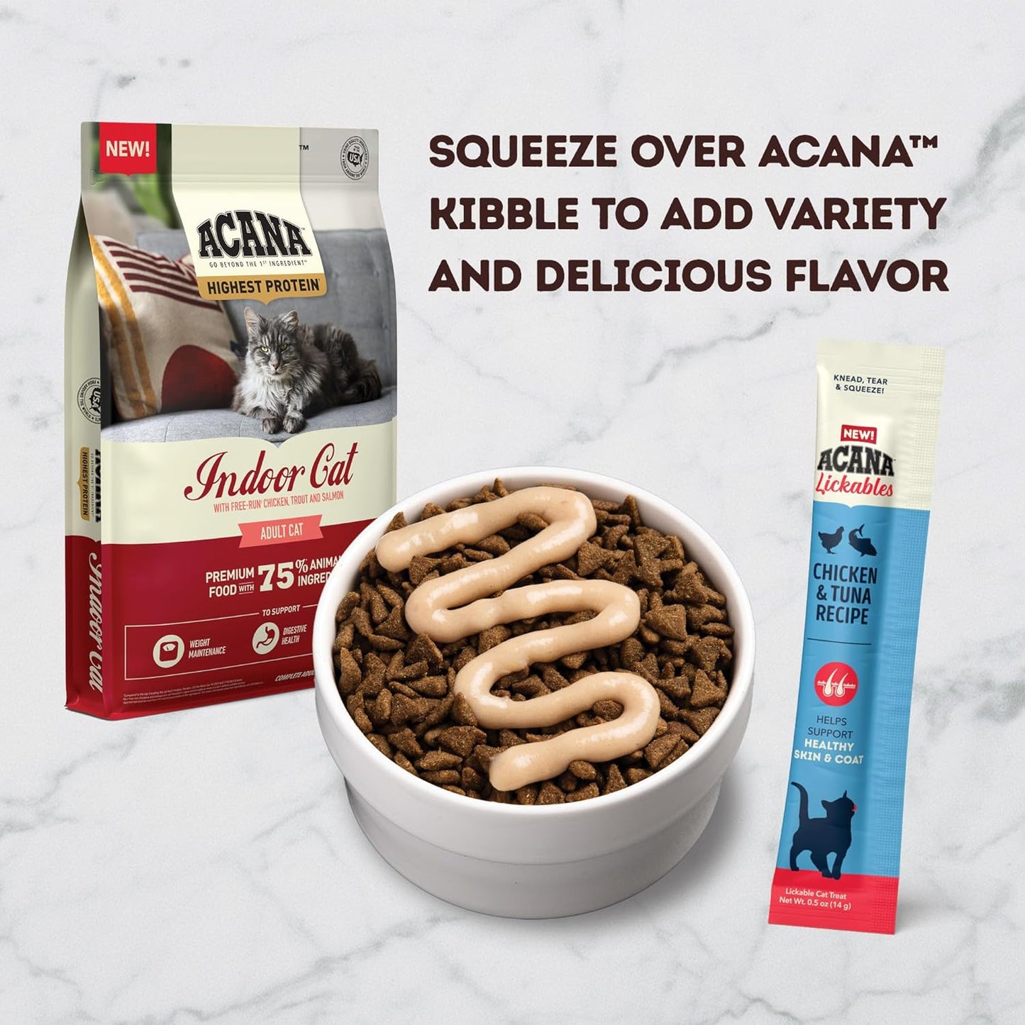 ACANA Lickables Cat Treats Chicken & Tuna Recipe .5oz Tubes (5 Count)