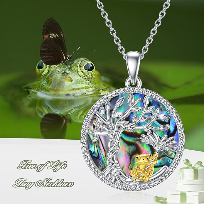 TOUPOP Tree of Life Animal Necklace 925 Sterling Silver Crystal/Abalone Shell Animal Pendant Jewelry Birthday Mothers Day Gifts for Women Mom Wife Her