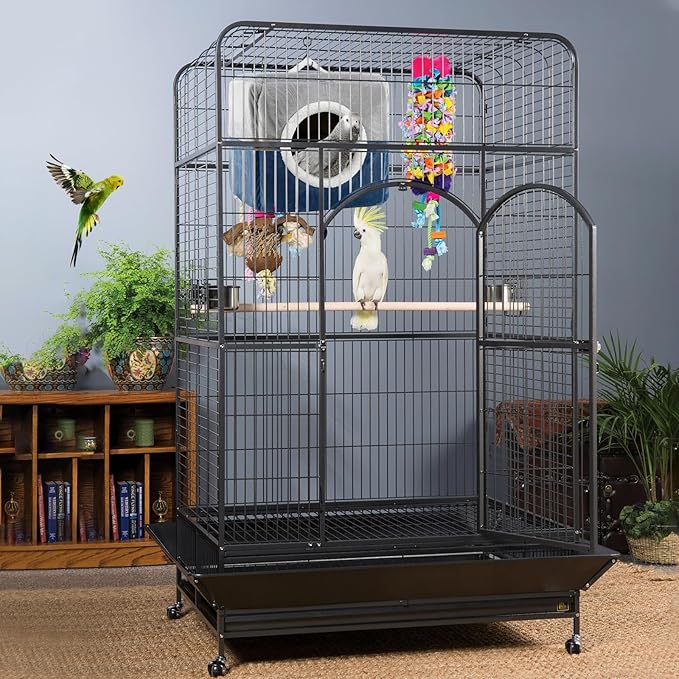 Large Size Parrot Nest House Bed, Winter Warm Bird Snuggle Hut Comfortable Hanging Birds House Cage Hideaway Cave Bed for Large Birds Amazon Parrots African Grey Cockatoos Macaws