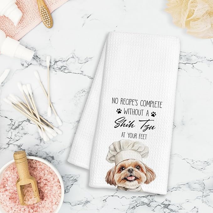 Shih Tzu Gifts Kitchen Towels Decorative, Shih Tzu Gifts for Women Dish Tea Towels for Kitchen Drying, Dog Mom Pet Lovers Hand Towels for Bathroom Decor, 16x24 Inch