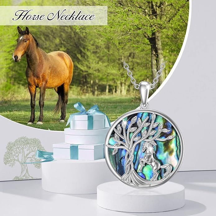 TOUPOP Tree of Life Animal Necklace 925 Sterling Silver Crystal/Abalone Shell Animal Pendant Jewelry Birthday Mothers Day Gifts for Women Mom Wife Her