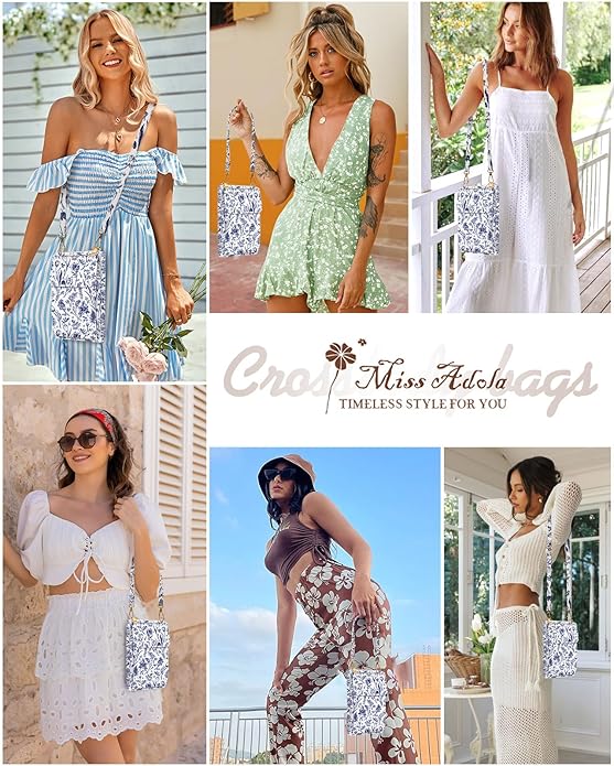 Cute Crossbody Purse Cell Phone Bags for Women - Leather Cellphone Wallet Purse with Handle Rope and Adjustable Shoulder Rope