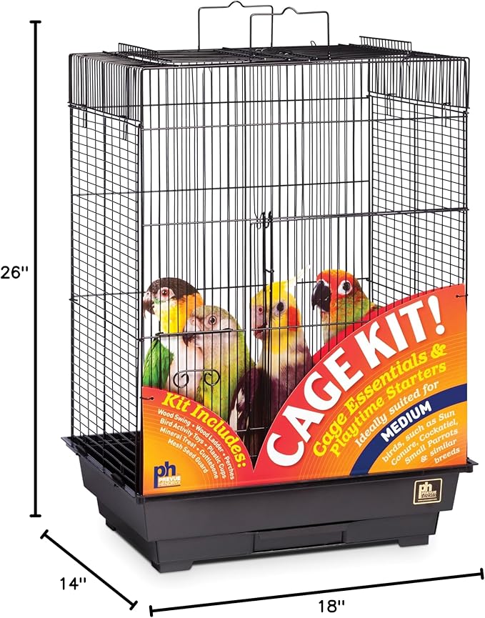 Prevue Hendryx 91351 Square Roof Bird Cage Kit, Black,1/2"