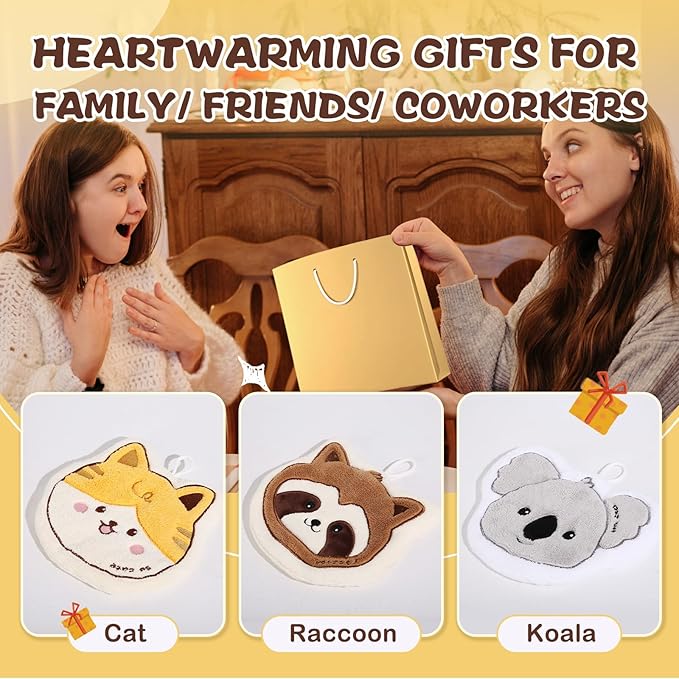 Bathroom Hand Towels Set: Gifts for Her Cat Lovers Cute Cat Raccoon Pattern Kitchen Towels Dry Your Hands - Women Mom Wife Sister Friend Coworker Birthday Gifts (1, Koala)