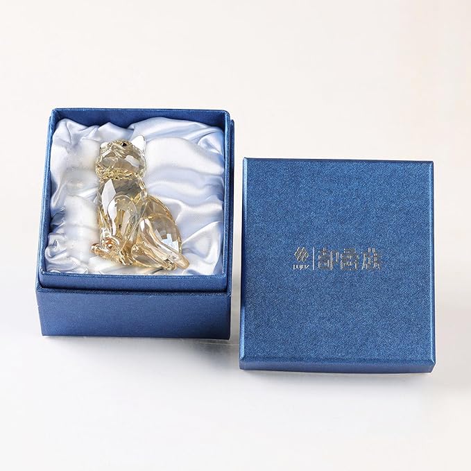 Crystal Cat Realistic Animal Kitten Art Figurine Collection Table top Ornament Statue Home Decor (White)