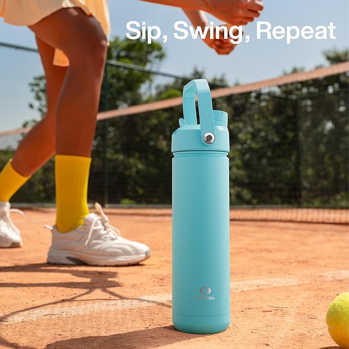 Insulated Water Bottle with Straw Stainless Steel Water Bottle, Leak-Proof, BPA-Free, Double Wall Vacuum Keeps Cold for 24 Hours for Sports, Travel, School (32 oz, Aquamarine Blue)