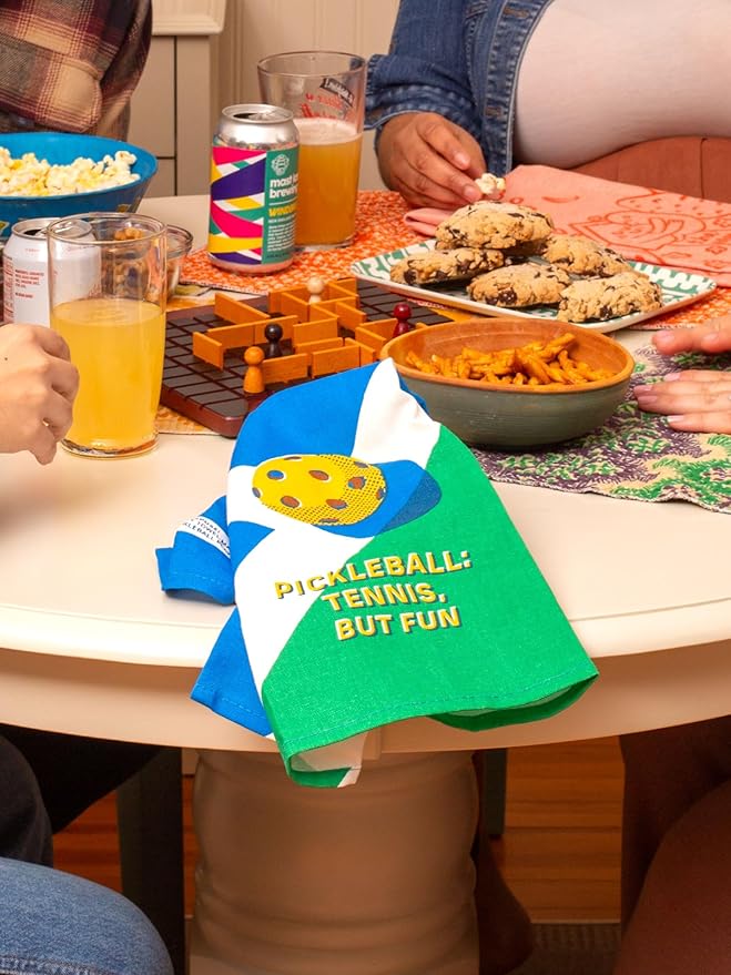 Blue Q Funny Dish Towel ~ Pickleball. Tennis, But Fun. 100% Cotton, Printed, Vibrant Colors, 28" x 21"