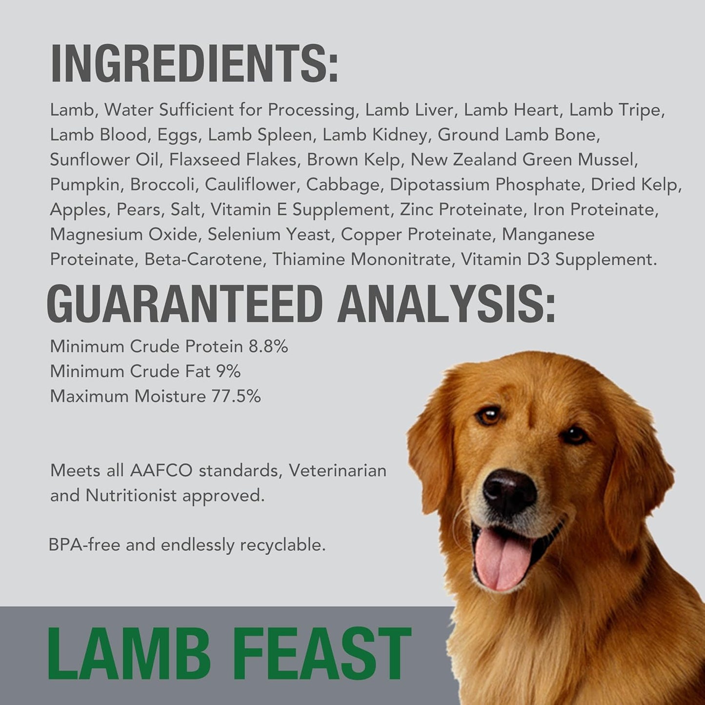 K9 Natural Wet Dog Food Pate, Lamb Feast, 13 Oz Cans (Pack of 12), Grain Free, Made in New Zealand with Grass-Fed, Free-Range Lamb, Single Source, Limited Ingredient