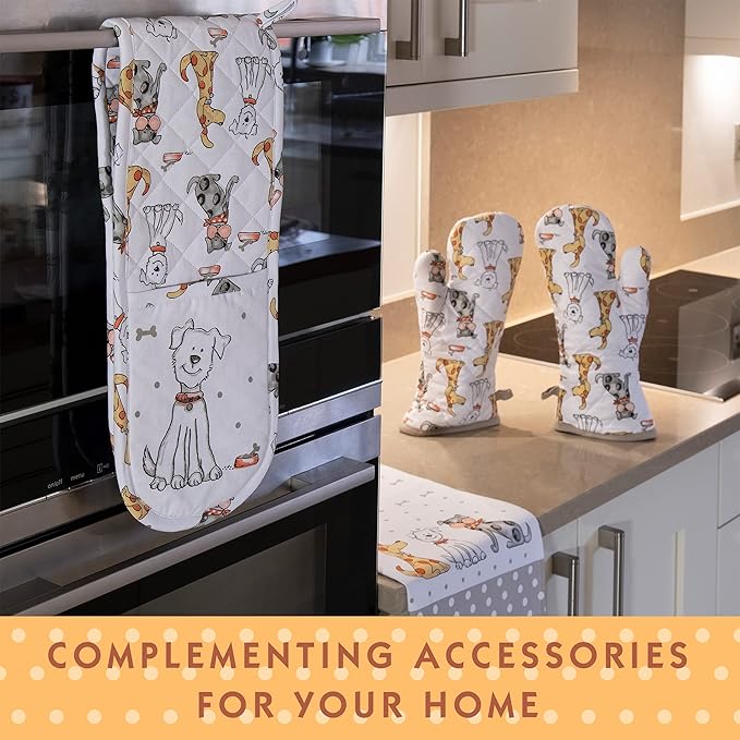SPOTTED DOG GIFT COMPANY Dog Dish Towels, 2 Pack Decorative Kitchen Towels, 100% Cotton Absorbent Tea Towel Set for Drying Dishes, Animal Themed Kitchenware & Gifts for Dog Lovers 20"x28"