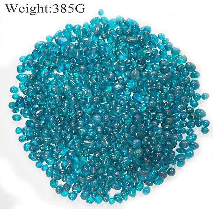 Glass Stones, 0.85LB/385g Aquarium Gravel Rocks, Blue Green Pebbles for Fish Tank, Sea Glass for Vase Filler Craft
