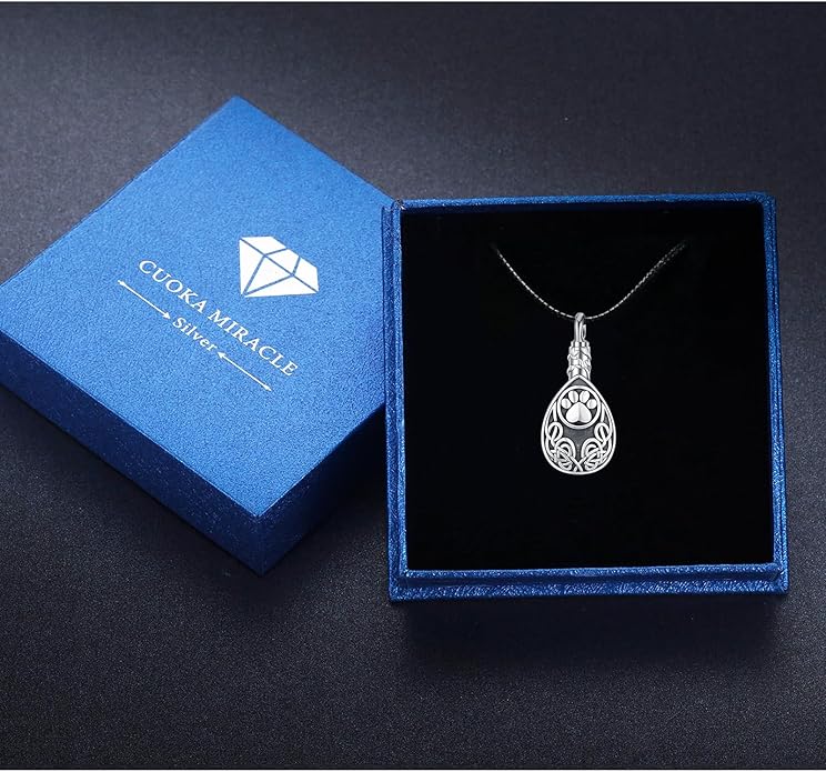 CUOKA MIRACLE Urn Necklace Ashes Sterling Silver Skull Urn Necklace Personalized Cremation Memorial Skull Ash Keepsake Pendant Cremation Jewelry