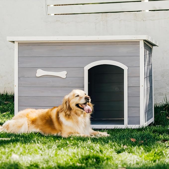 Large Solid Wooden Dog House,Suitable for Both Indoor and Outdoor, Suitable for Large Dogs and Animals of The Following Size, Easy to Clean,Can DIY,45.75" W x 31.25" D x 32.5" H