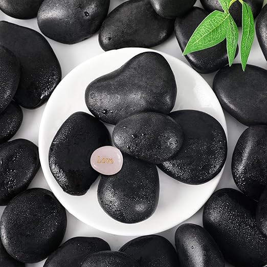 SIDONG 10 lbs Black River Rocks, 1.5-2.5 Inches Polished Pebbles for Indoor Plants, Aquarium Rocks Used in Fish Tank, Decorative Stones for Plants, Vases, Home DΓ©cor, Crafting, Garden Landscaping