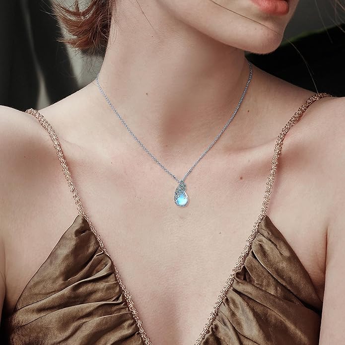 Sterling Silver Blue Opal Turquoise Peacock Pendant Necklace - Peacock Jewelry Gifts for Women
