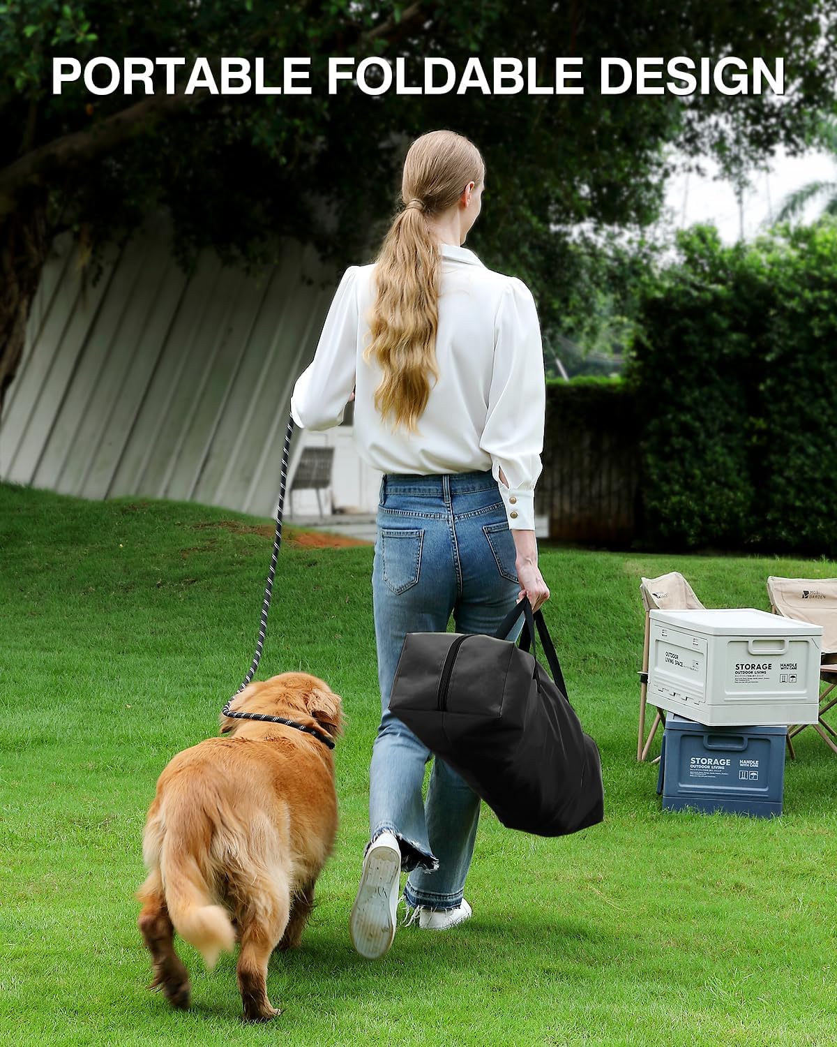 24 Inch Collapsible Travel Dog Crate for Medium Large Dogs, Portable Dog Crate 4-Door Foldable Soft Kennel with Durable Mesh Windows for Indoor & Outdoor Travel, with Storage Bag,Black