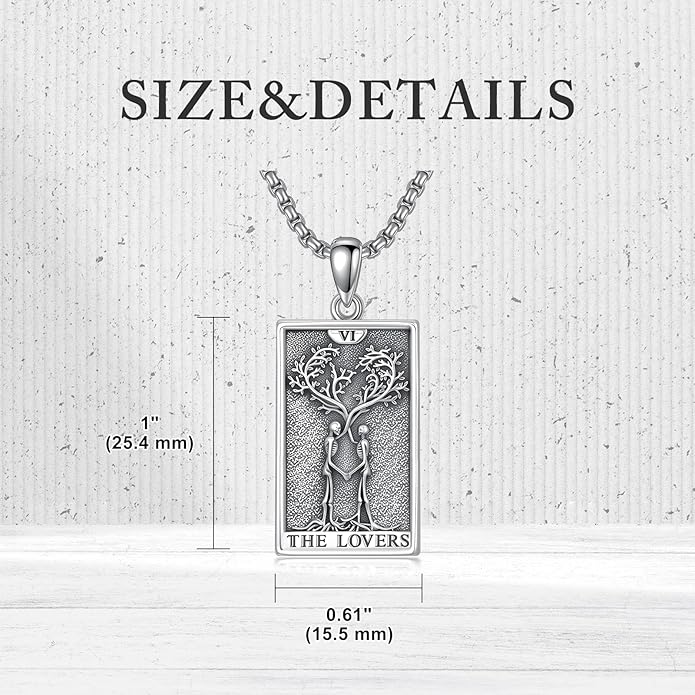 PELOVNY Tarot Card Necklace 925 Sterling Silver Skeleton Necklace The Sun Moon Star Strength Lovers Death Devil Fool Tarot Jewelry Christmas Birthday Gifts for Men Women Unisex