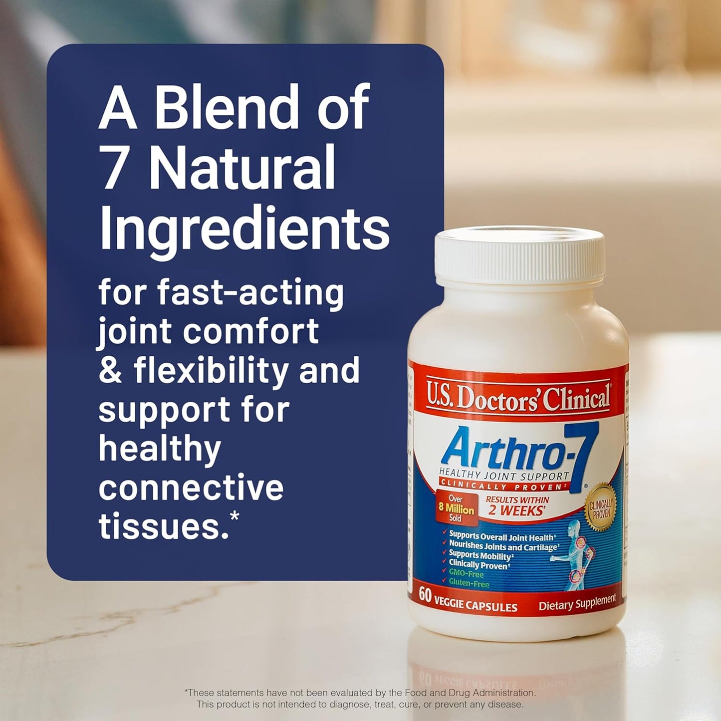 U.S. Doctors’ Clinical Arthro-7 - Clinically Proven Joint Support Complex with Turmeric, Collagen, Bromelain for Flexibility, Mobility, & Strong Cartilage - 180 Capsules(3 Bottles) - 45/90-Day Supply