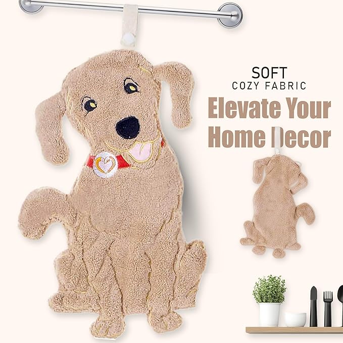 Cute Dog Shaped Hand Towels - Funny Towels for Towels for Bathroom or Kitchen Decor Ultra-Soft Absorbent