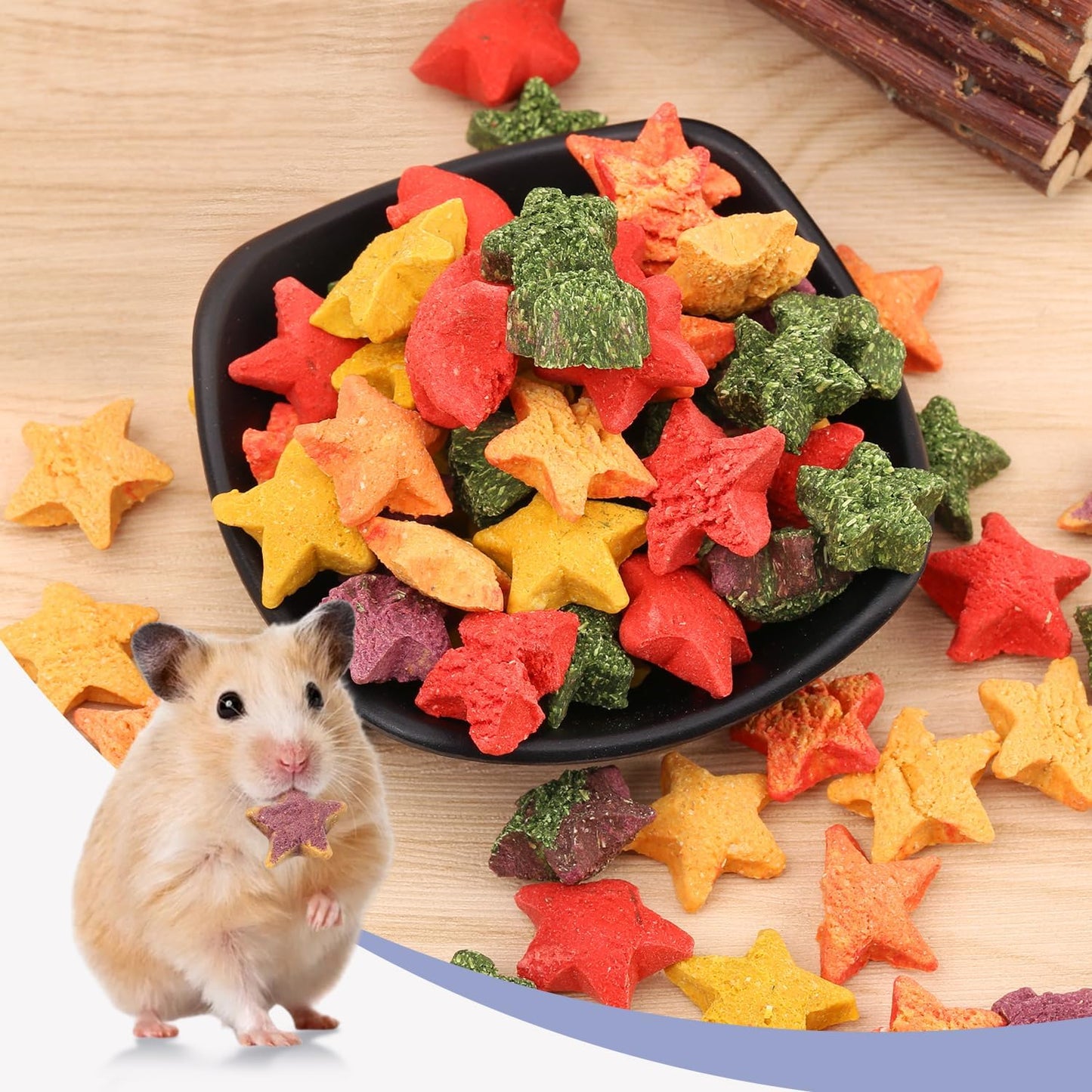 Rabbit Treats, Healthy Bunny Treats Natural Mini Star Shaped Snacks Treats for Pet Rabbits and Small Animals Molar Toys Guinea Pig Hamster Chinchilla Gerbil