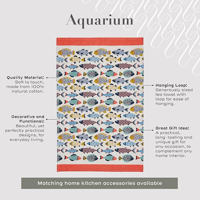 Ulster Weavers Aquarium Tea Towel, 100% Cotton - with Cute Multicoloured Fish Animal Design - Kitchen and Cooking Gifts for Bakers & Chefs - Homeware & Kitchenware Range